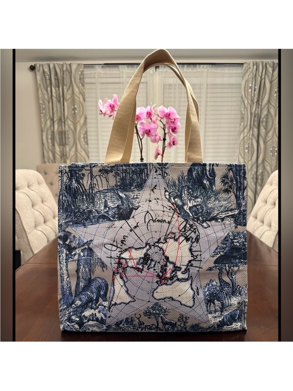 Dior Blue and White around the world canvas Tote NWT - Picture 4 of 10